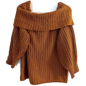 NWT ASOS Brave Soul Rust Foldover Cowl Neck Sweater Sz L